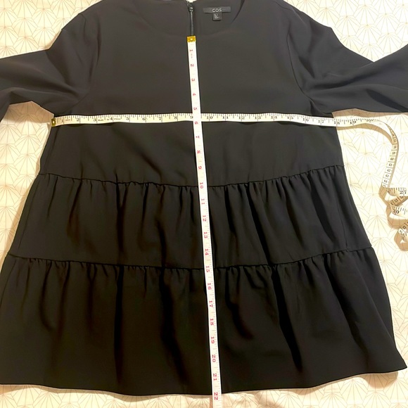 Cos Black Long Sleeve Tiered Top Size 2 - Picture 6 of 8